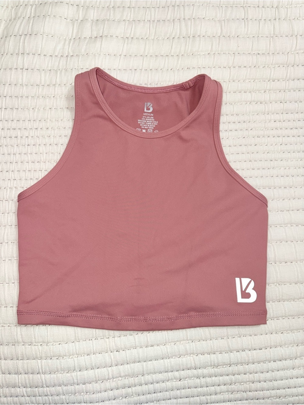 Buffbunny Collection crop workout top features a high neckline size M